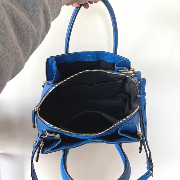 Rebecca Minkoff Pebbled Leather Perry Satchel Blue - Picture 2 of 9